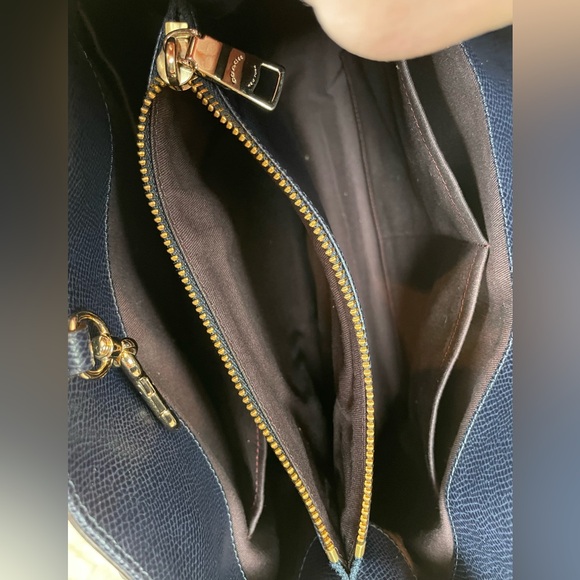 Coach Small Margot Carryall F34607 Navy Crossgrain Leather Satchel Crossbody - Picture 11 of 15